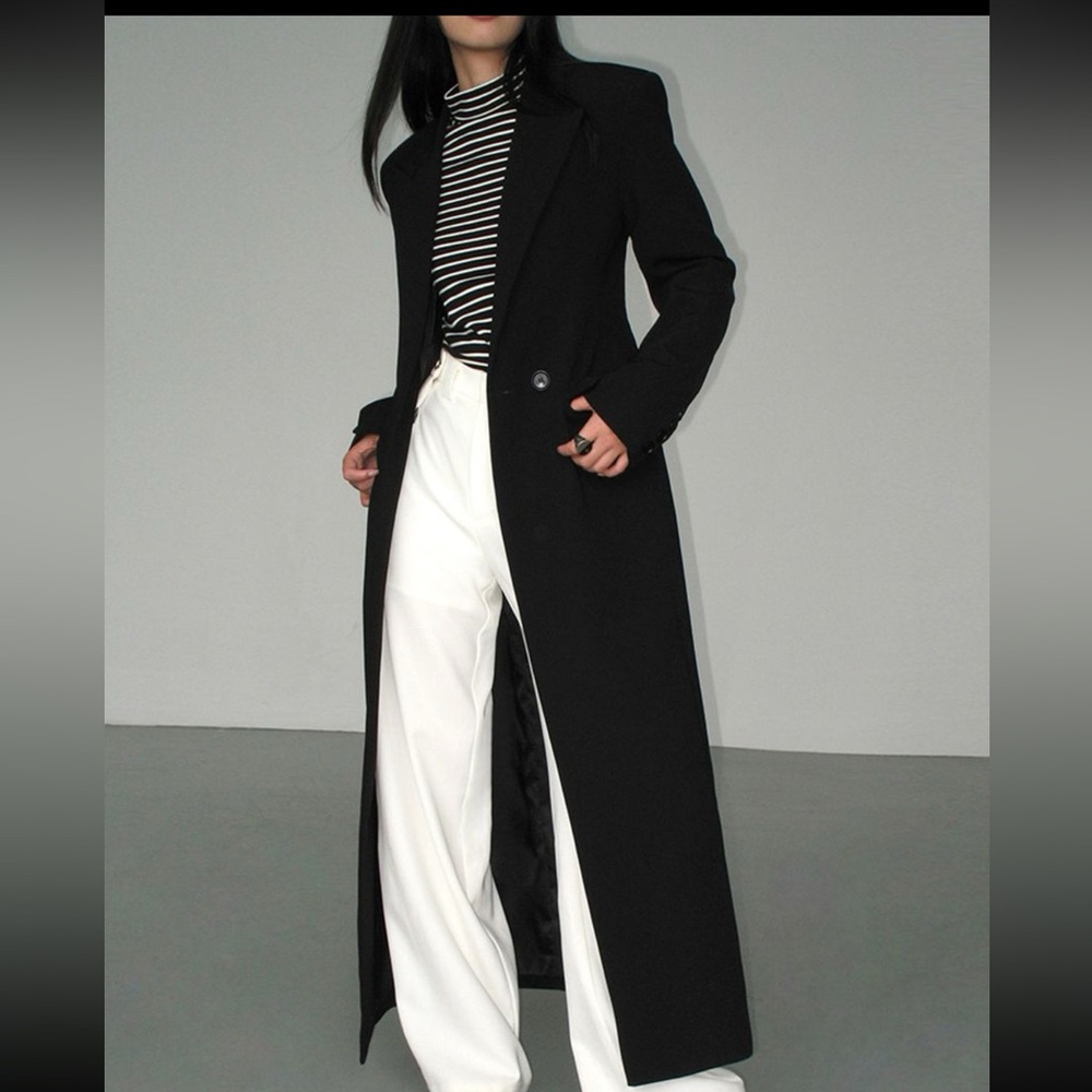 Collar Pocket Long Blazer Coat